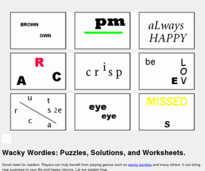Wackyusa.com: Wacky Wordies. Solutions, Puzzles, and Worksheets Answers