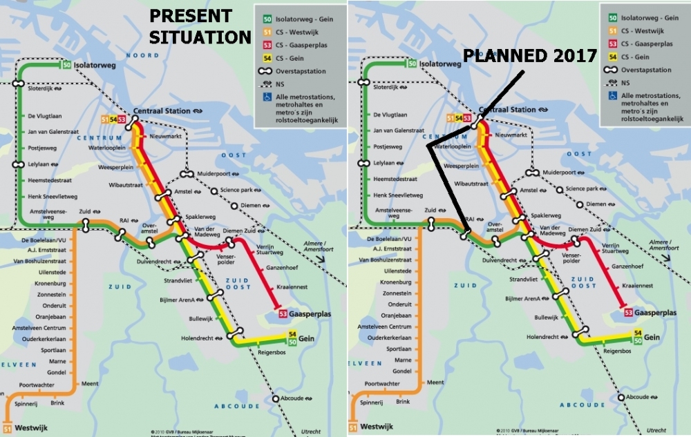 Amsterdam Metro Map Pdf 2017 The metro in Amsterdam current & planned (2017) situation. DLCS
