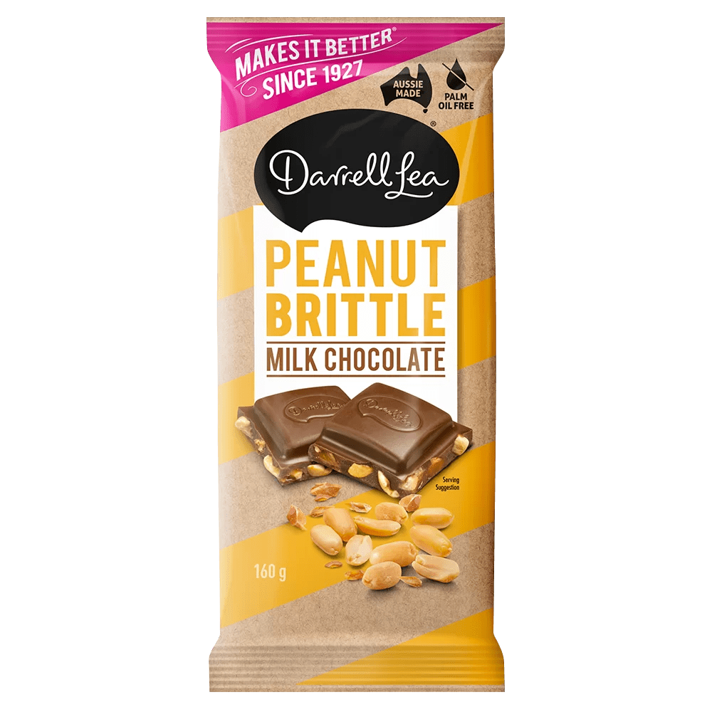 Milk Chocolate Peanut Brittle Block 160g Darrell Lea