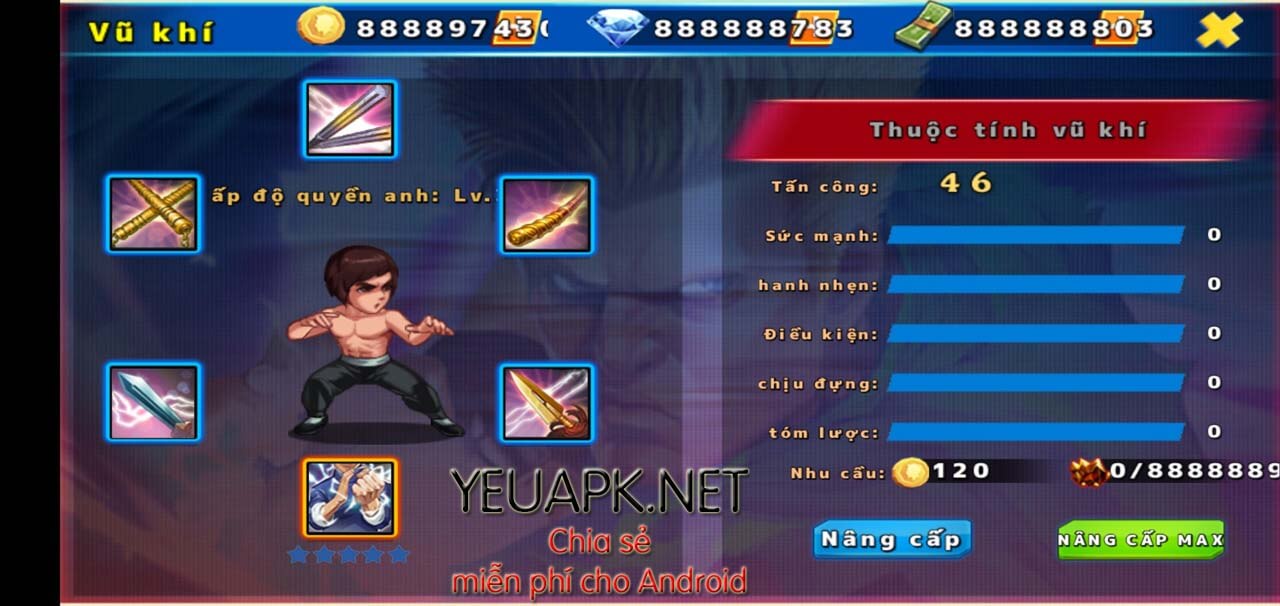 Kung Fu Attack 2 mod tiền mặt (money) cho Android