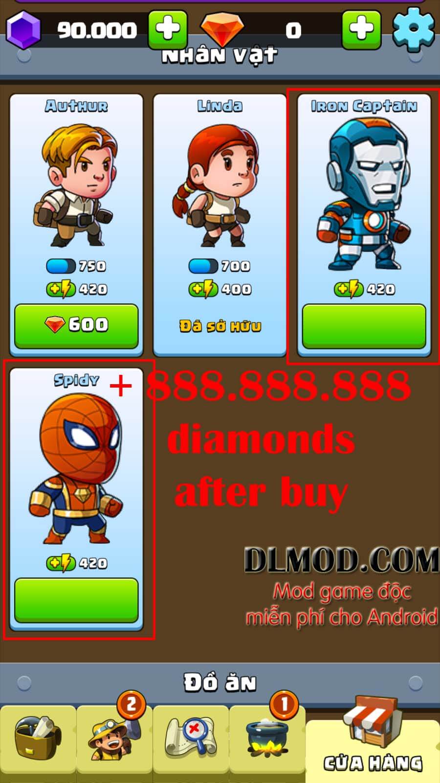 Diamond Quest mod tiền (money diamonds) mới nhất Tiếng Việt cho Android