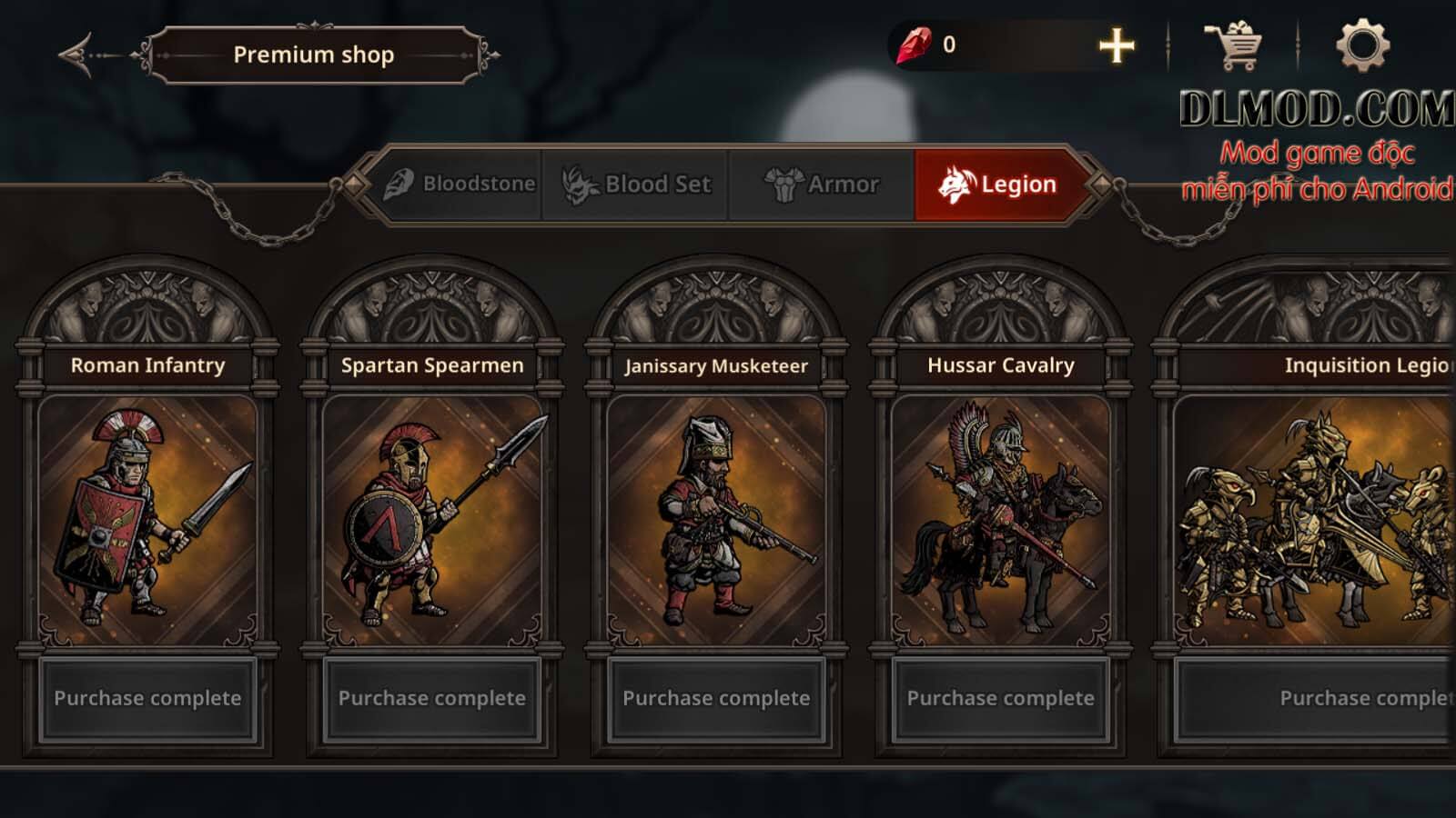 King’s Blood mod tiền (money) và mở khoá premium shop (unlock) cho Android