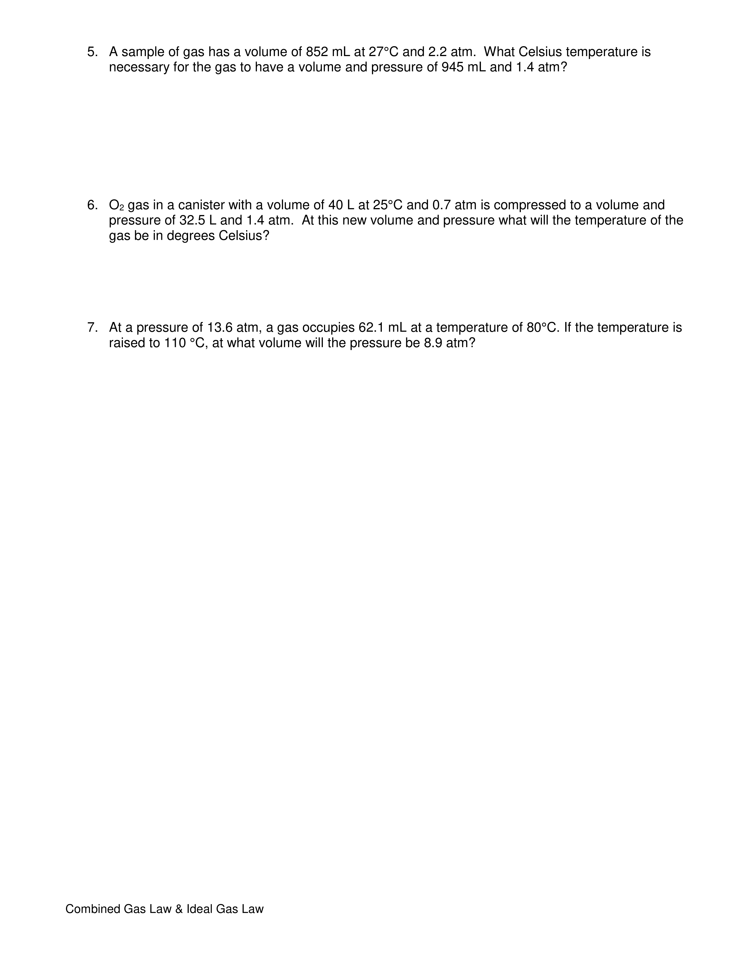 Combined Gas Law Worksheet Alicia Barrett Library Formative