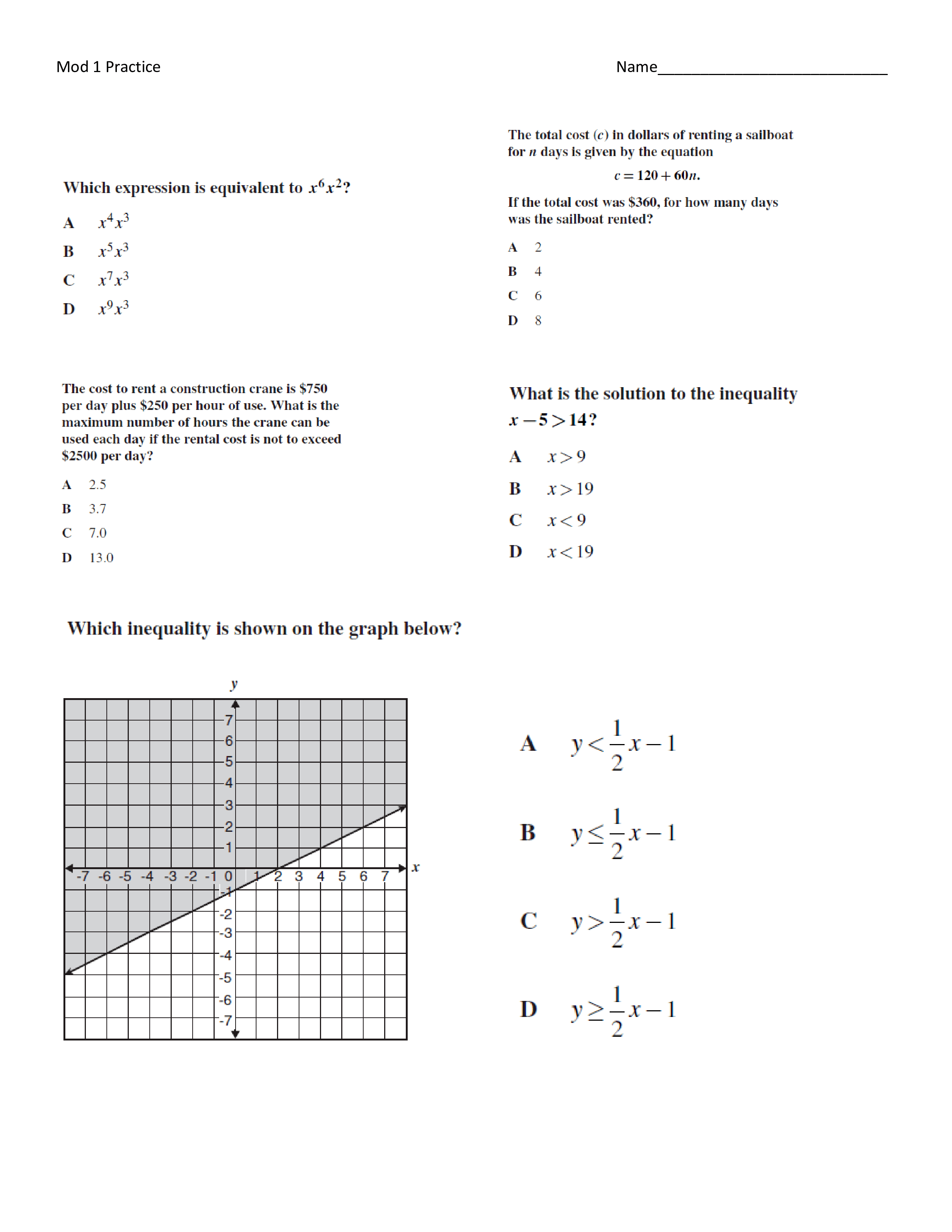 PA Keystone Exam "Mod 1" mixed practice Maria Nunkester Library