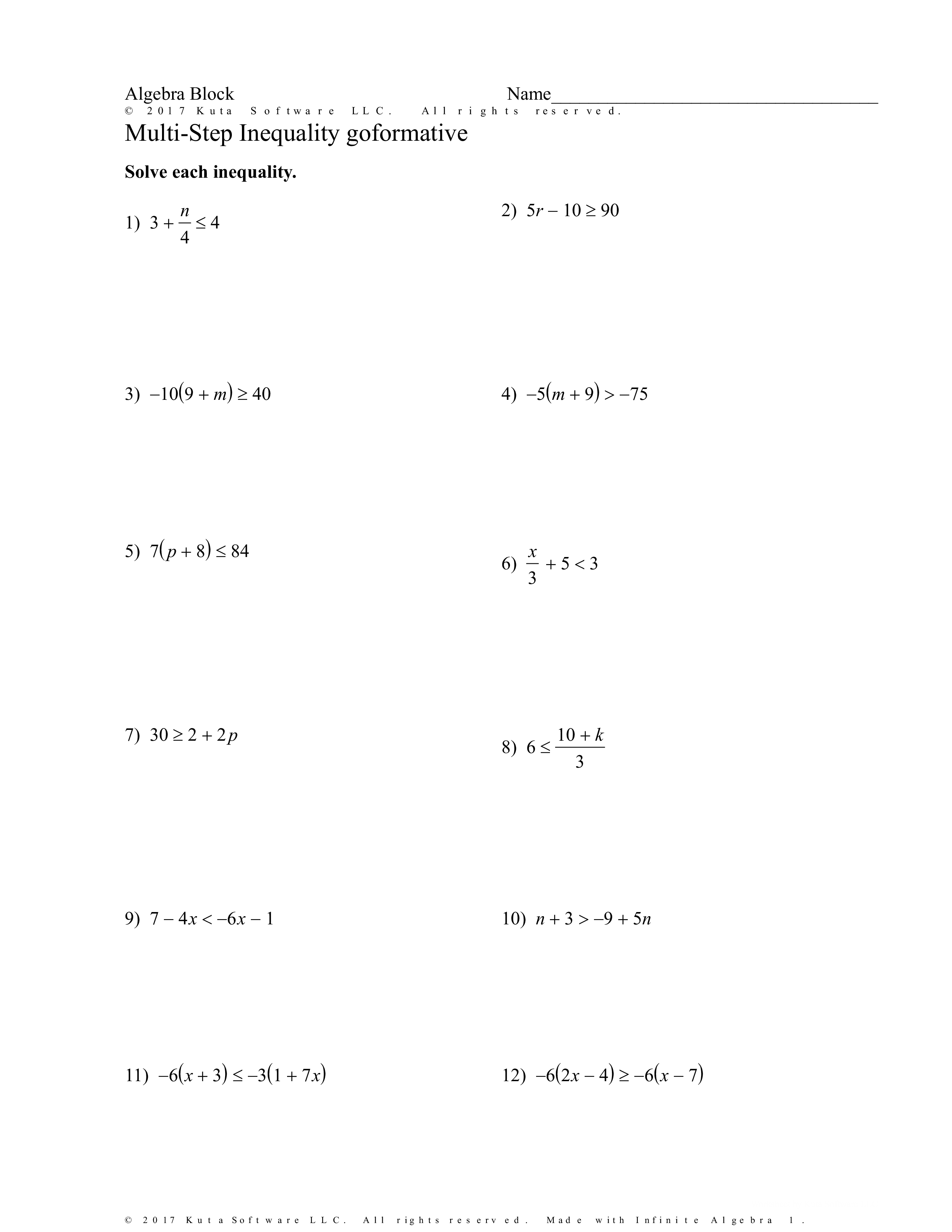 Lesson 3 Solving Multistep inequalities Math Teachers