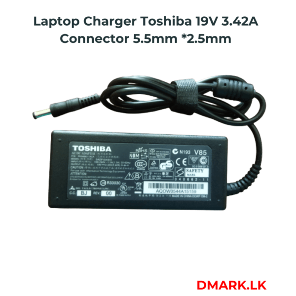 Toshiba Laptop Charger 19V 3.42A AC Power Adapter Dmark.lk