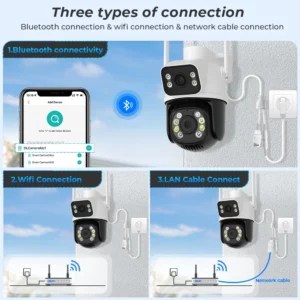 6MP 3K Dual Lens PTZ WiFi IP Camera with Dual Screen AI Auto Tracking