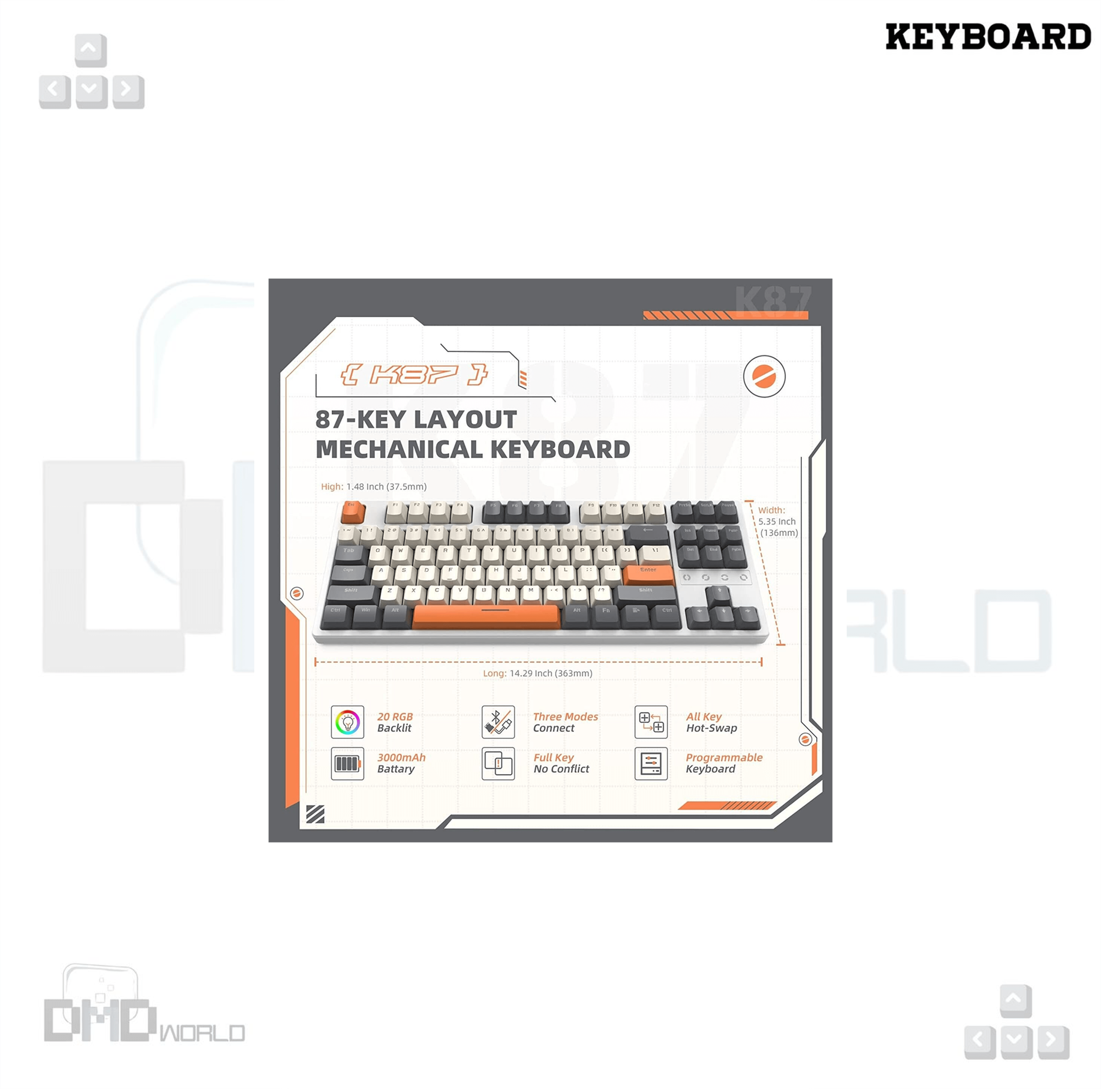 K87 87 Keys Mechanical Keyboard Wireless Gaming Keyboard RGB Light