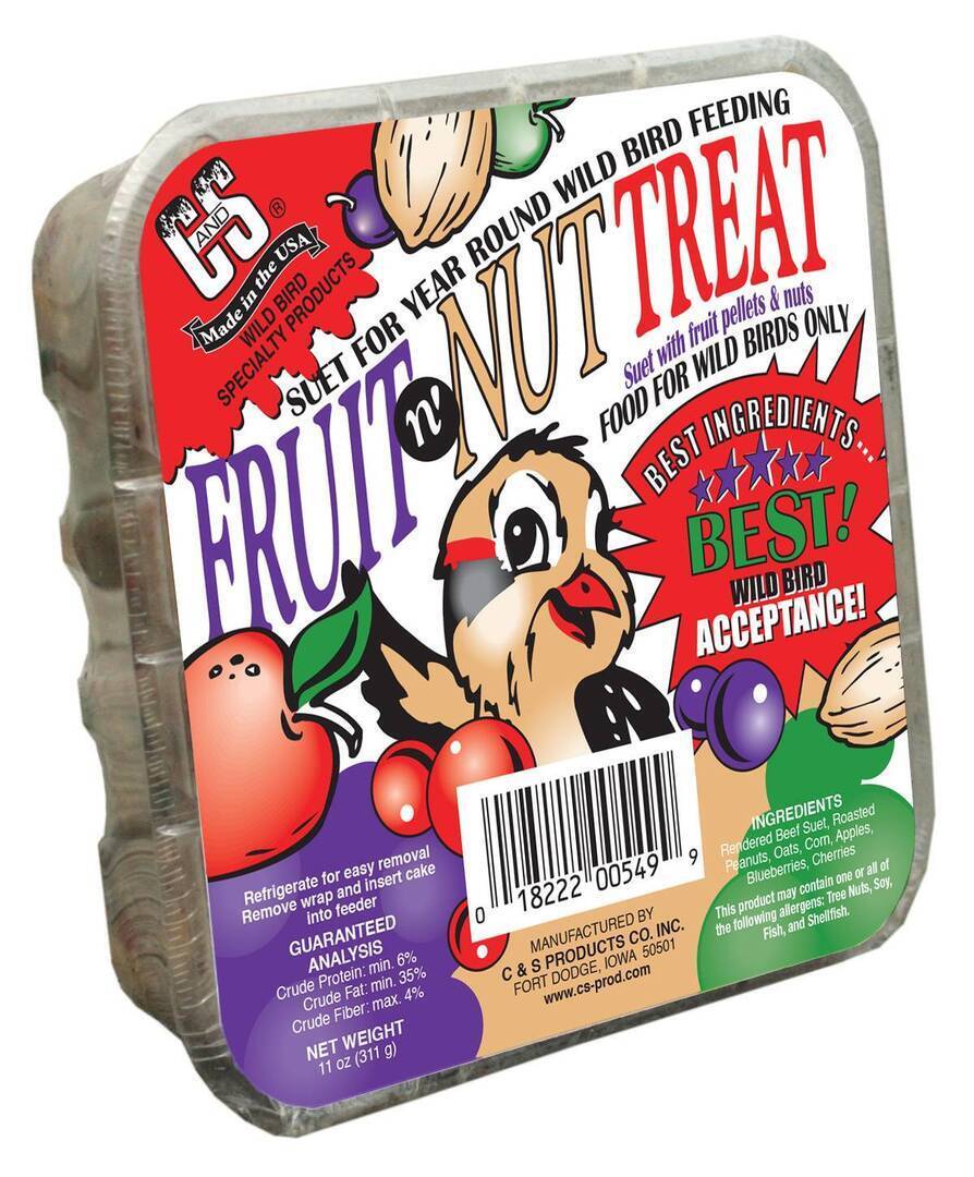 C&S 549 Fruit N’ Nut Treat (11 oz Suet Cake) by DES MOINES FEED & NATURE CENTER