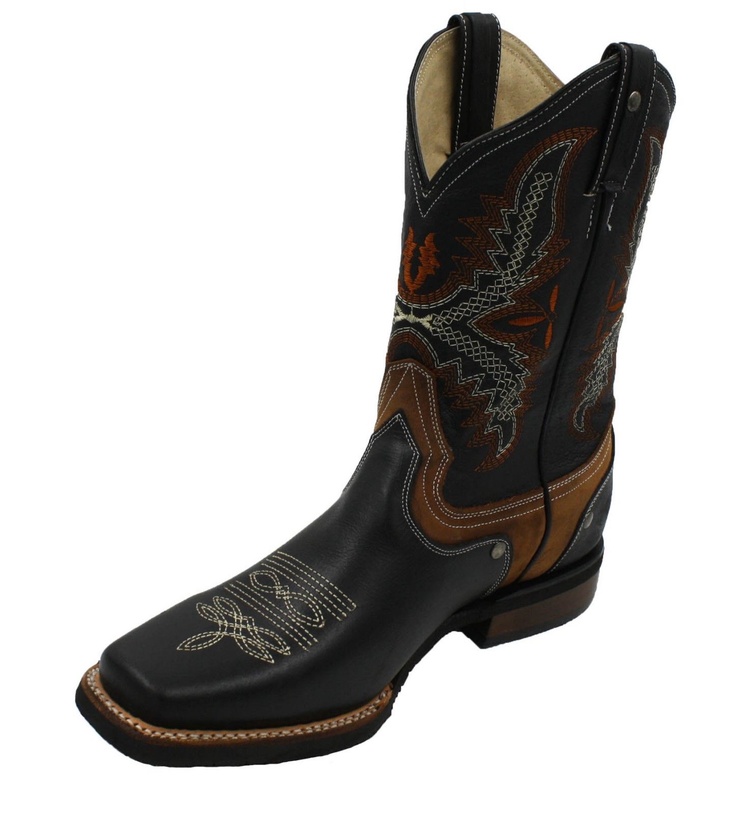 MEN'S RODEO COWBOY BOOTS GENUINE LEATHER WESTERN SQUARE TOE BOOTS940