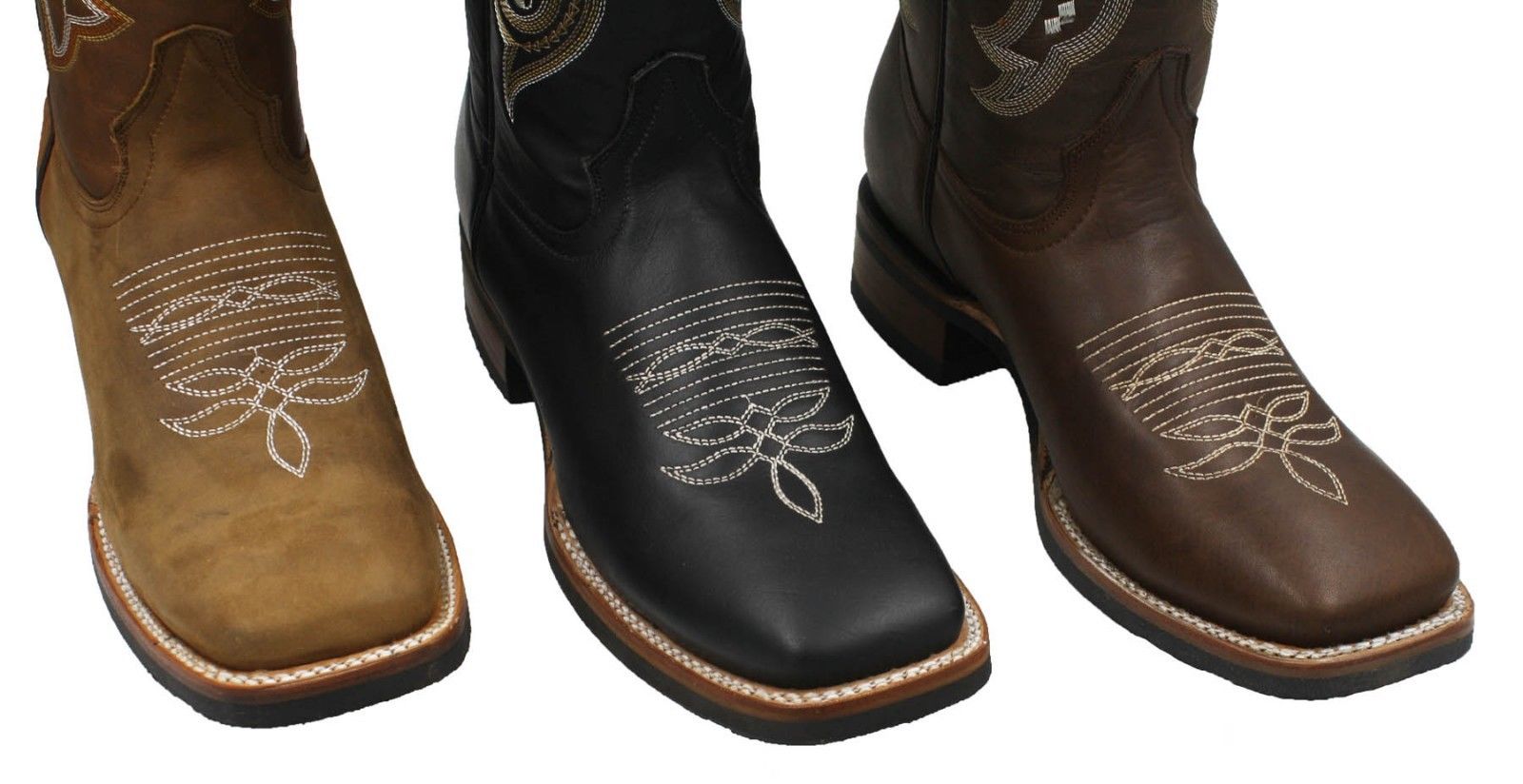 MEN’S RODEO COWBOY BOOTS GENUINE LEATHER WESTERN SQUARE TOE BOTASCARR