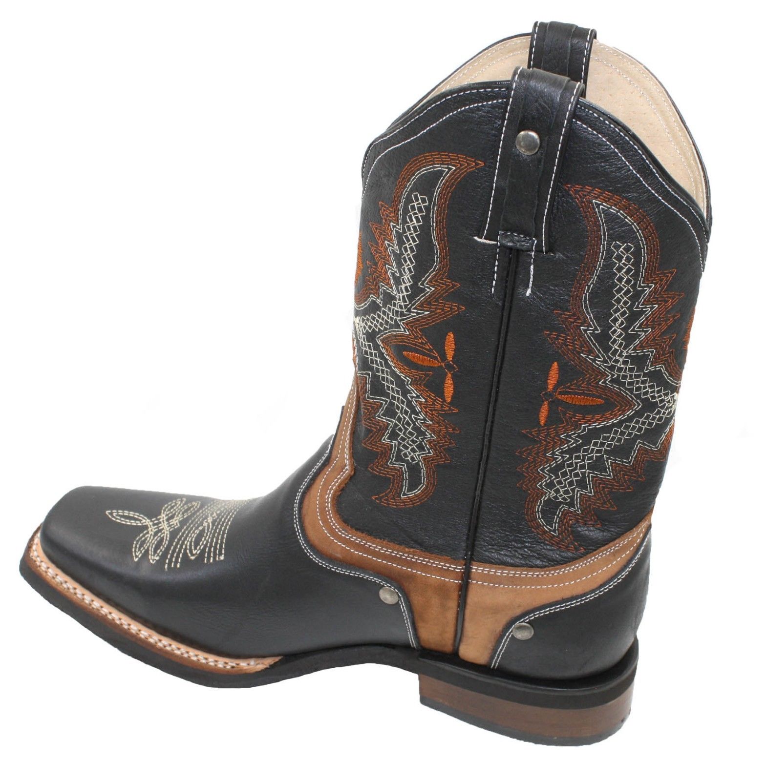 MEN'S RODEO COWBOY BOOTS GENUINE LEATHER WESTERN SQUARE TOE BOOTS940