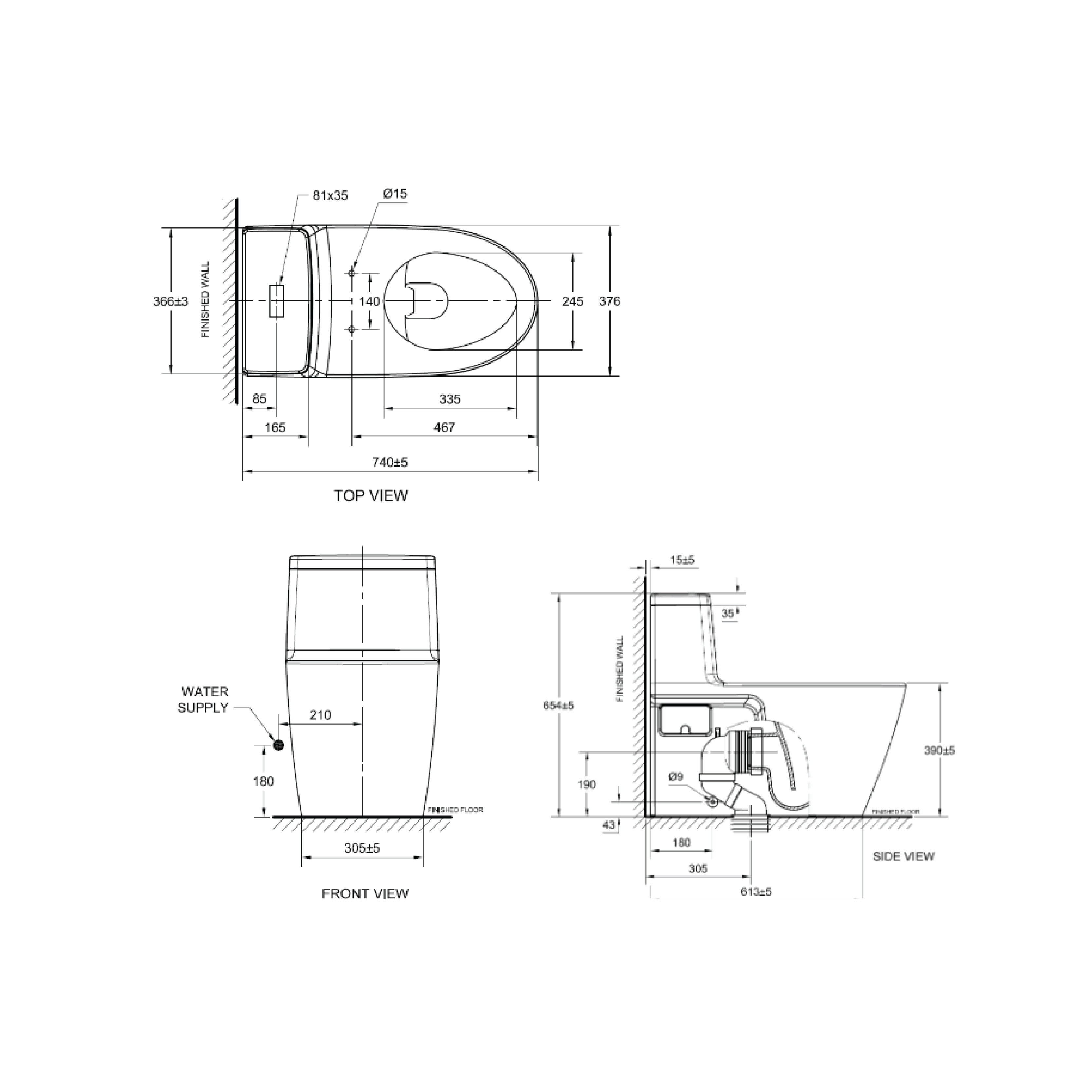 CL200756DASGCB American Standard Acacia Evolution OnePiece Toilet Dmora