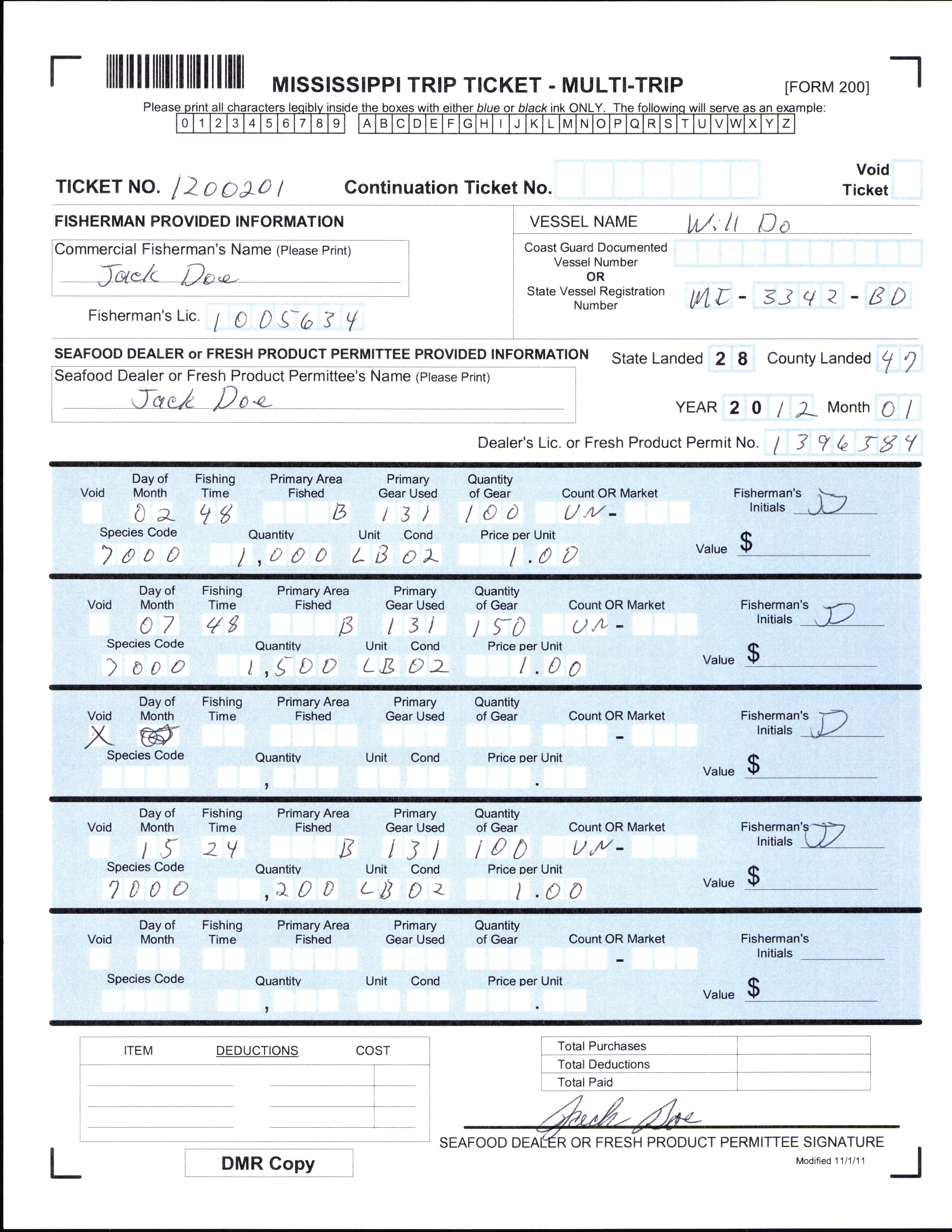 Trip Ticket Program Mississippi Department of Marine Resources