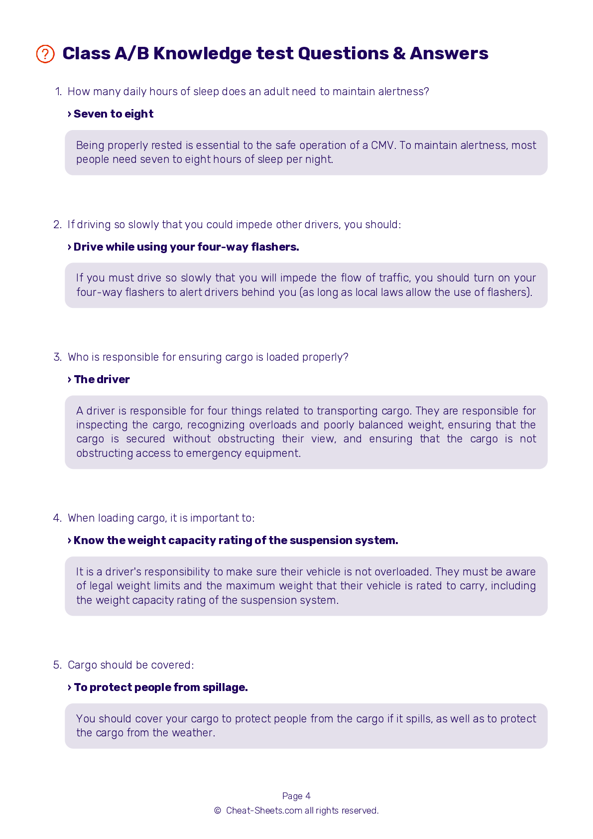 2021 Oregon DMV CDL Permit Test Cheat Sheet. 99 pass rate!