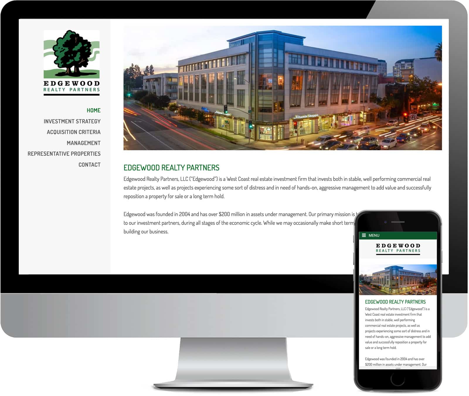 Edgewood Realty Partners DMY Studio site Design