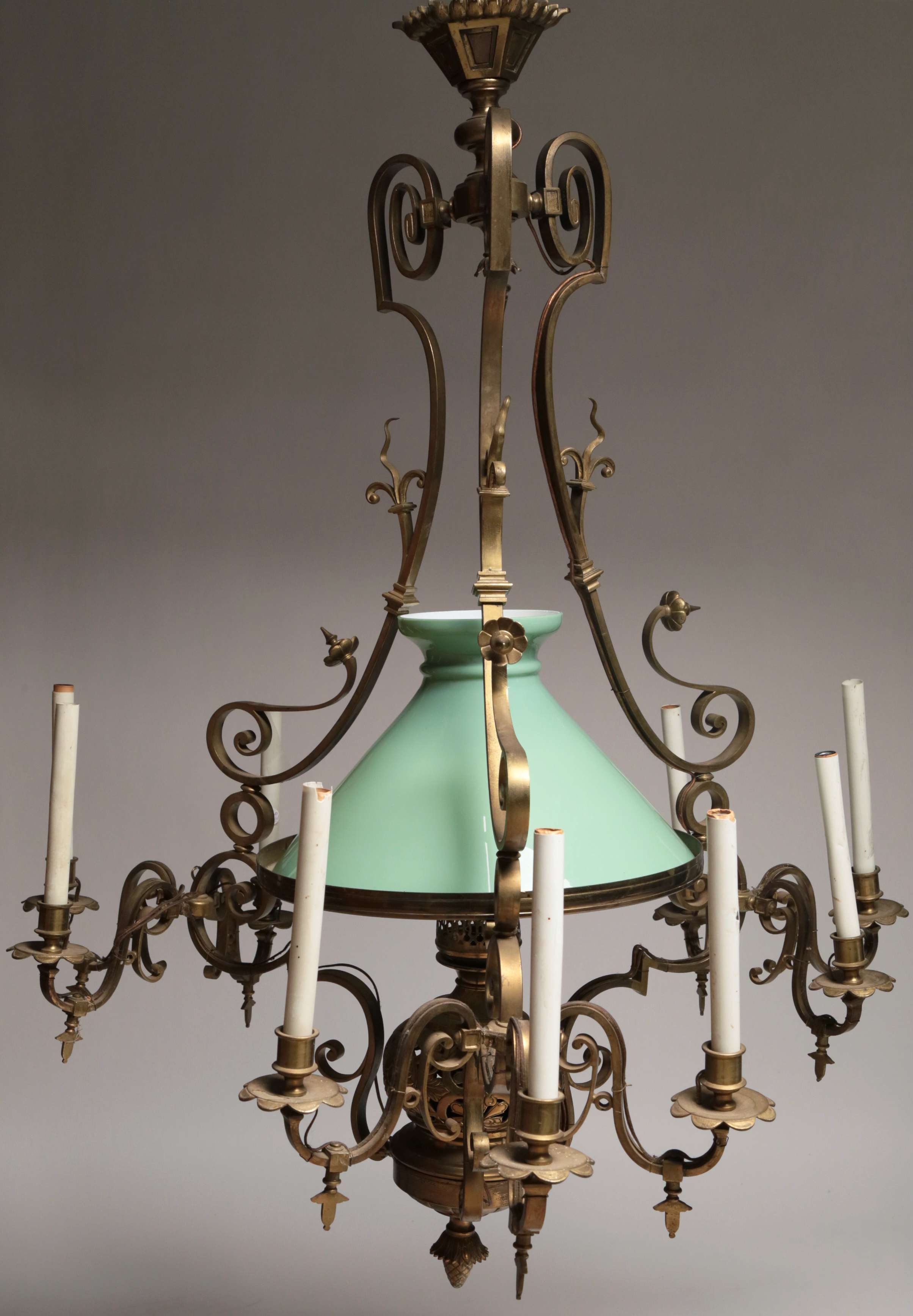American Brass Gas Chandelier Rafael Osona Auctions Nantucket, MA