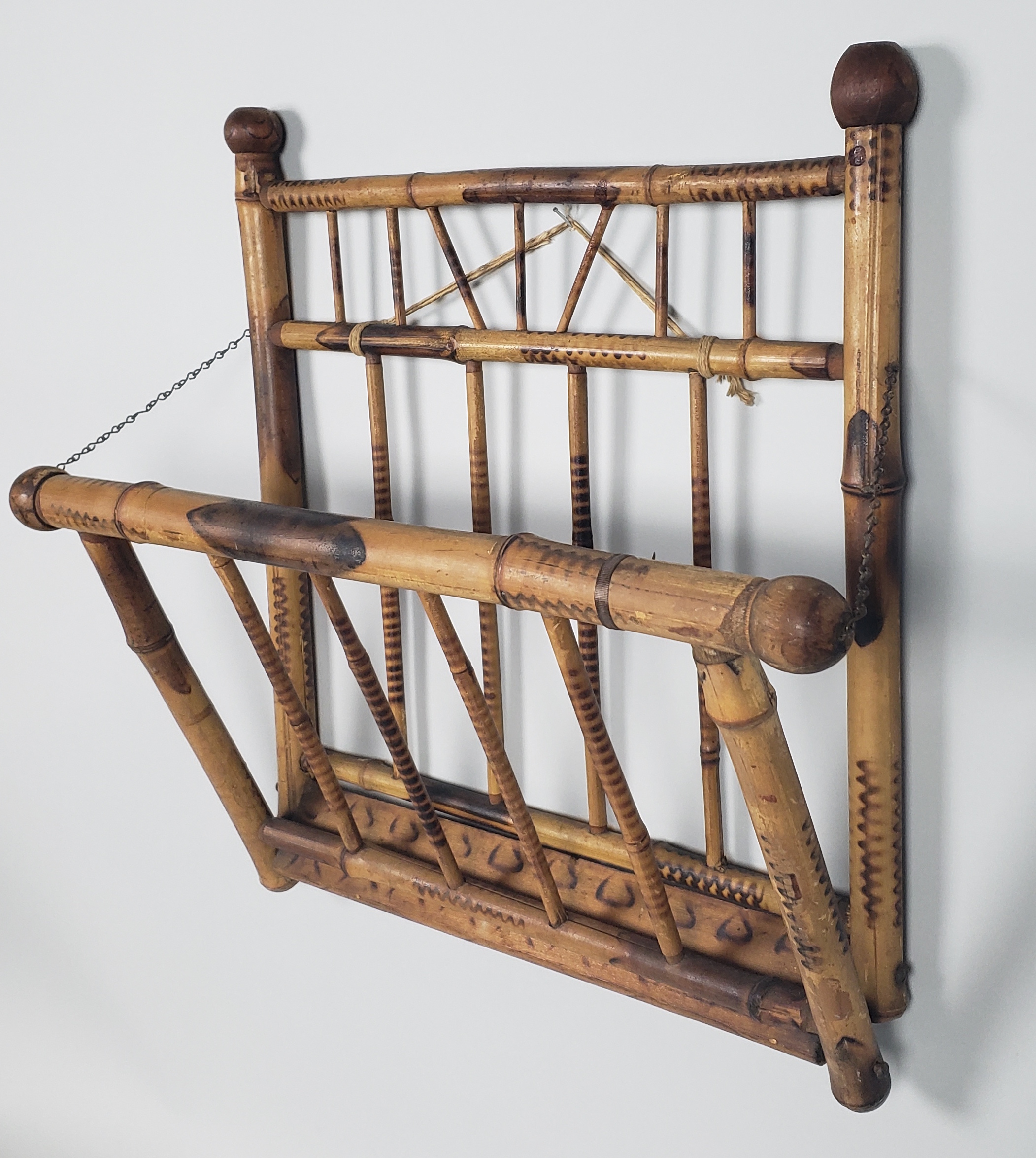 Vintage English Bamboo Magazine Rack Antique/Vintage English Folding