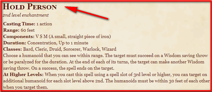 Hold Person D&D 5th Edition D&D 5e Character Sheets