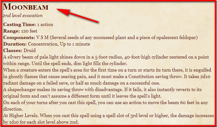 Moonbeam D&D 5th Edition D&D 5e Character Sheets