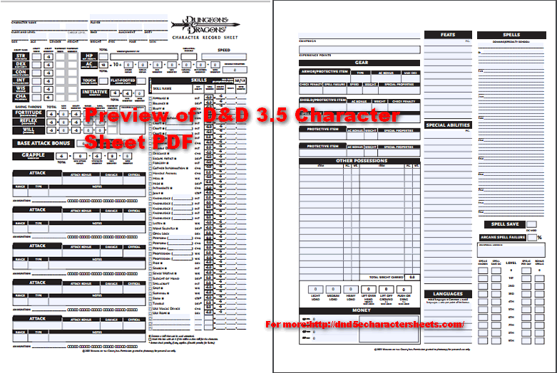 Dungeons & Dragons 5e Character Sheet With All PDF's (Editable