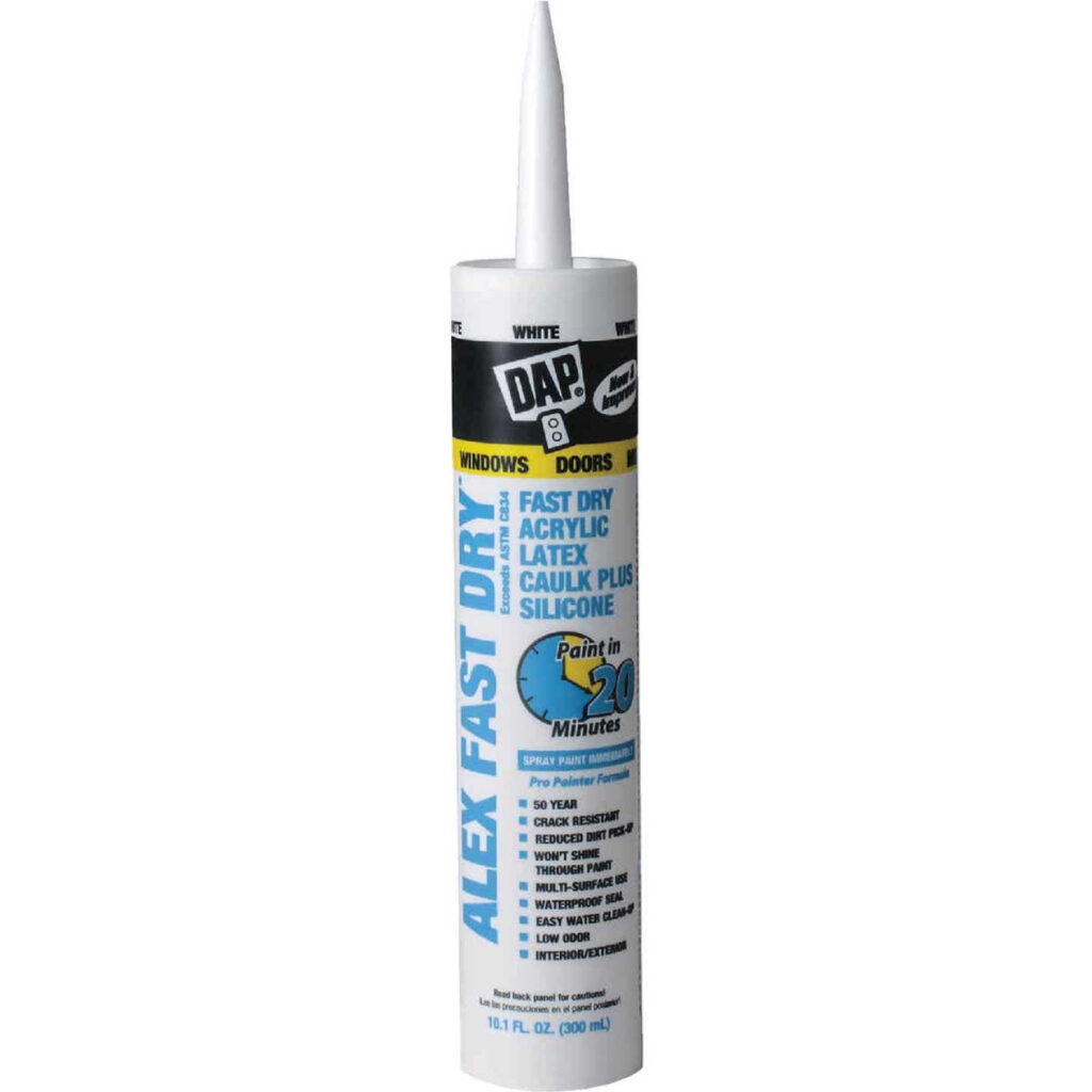 Dap 18425 Fast Dry Acrylic Latex Caulk Plus Silicone White 10.1oz