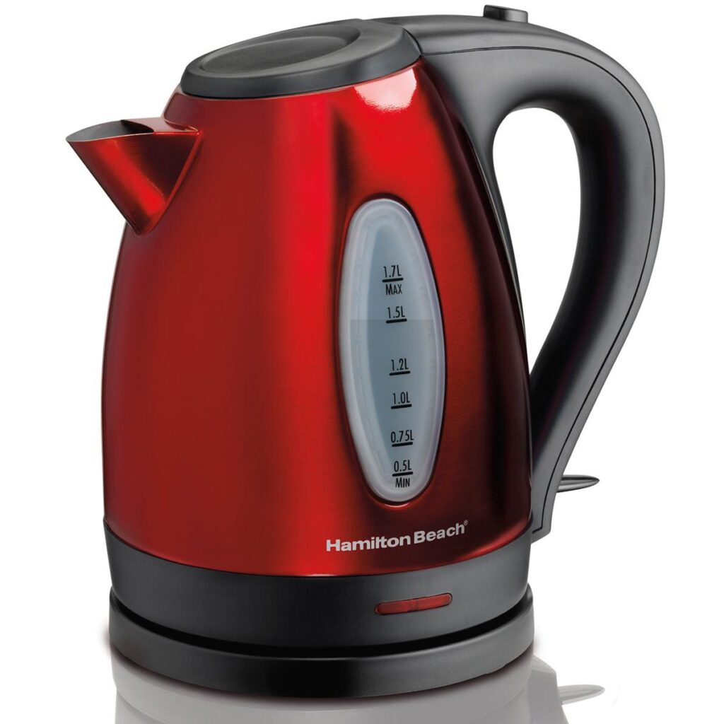 Hamilton Beach 40885 1 Litre Electric Kettle Stainless Steel Red DNI