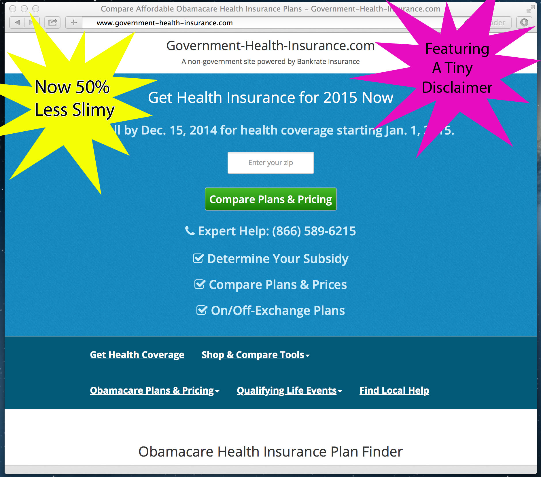 BankRate Insurance Updates Their "Shady" Obamacare Site