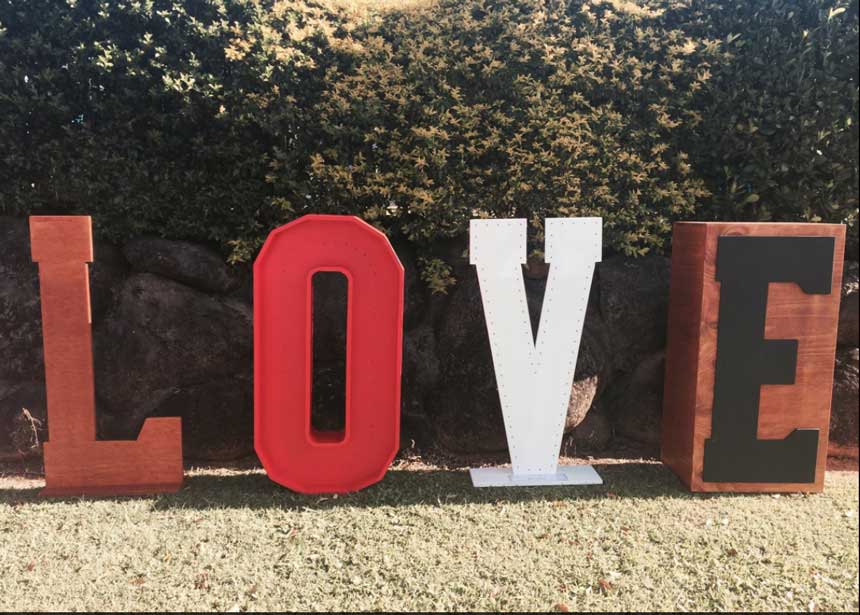 Giant Letter Props Wedding Decor in Queensland Scarlett