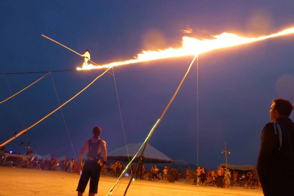 Hire High Wire Performer WOW Factor Entertainment Fire High Wire Walker