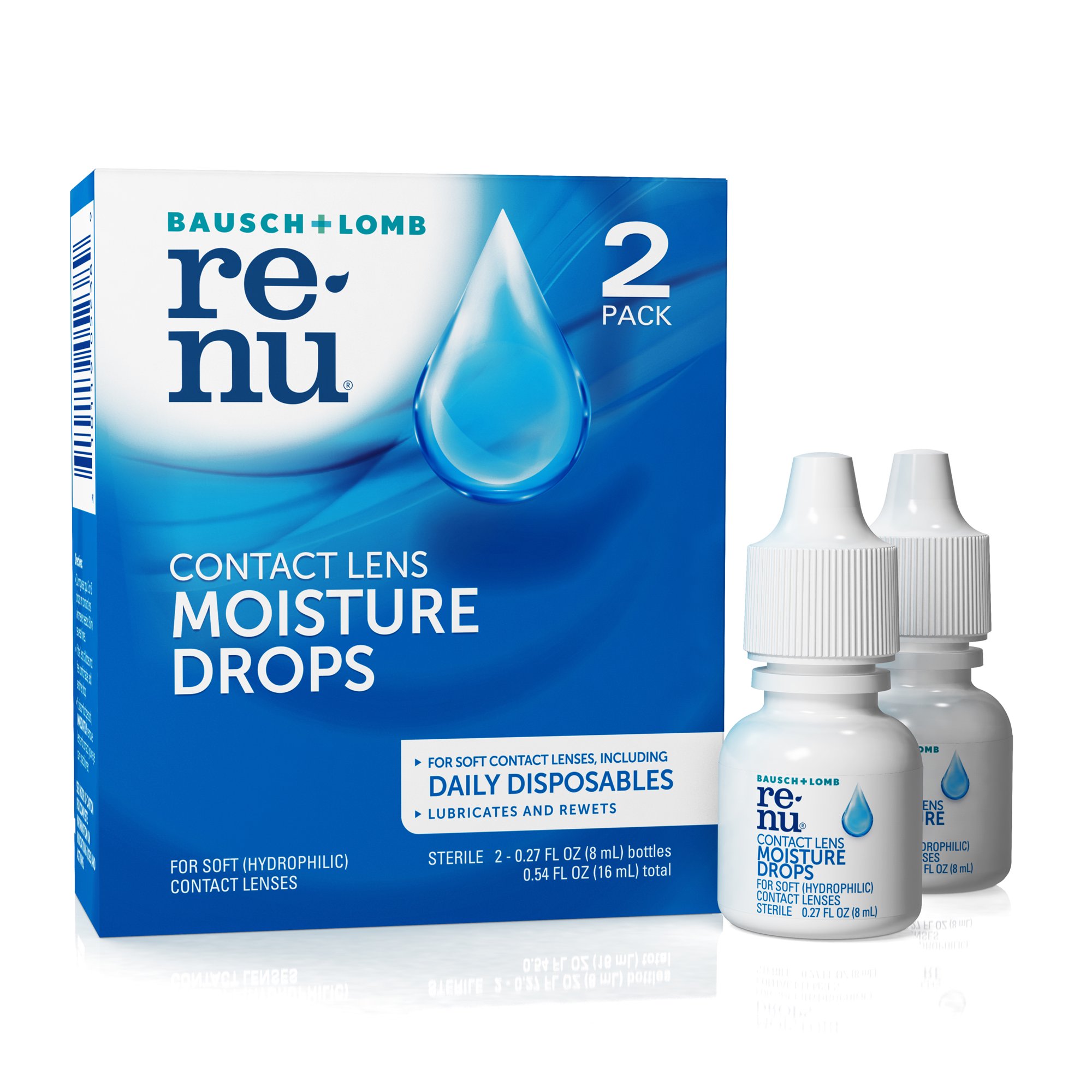 renu® Contact Lens Moisture Drops Twin Pack (2 x 8 mL) Contact Lens