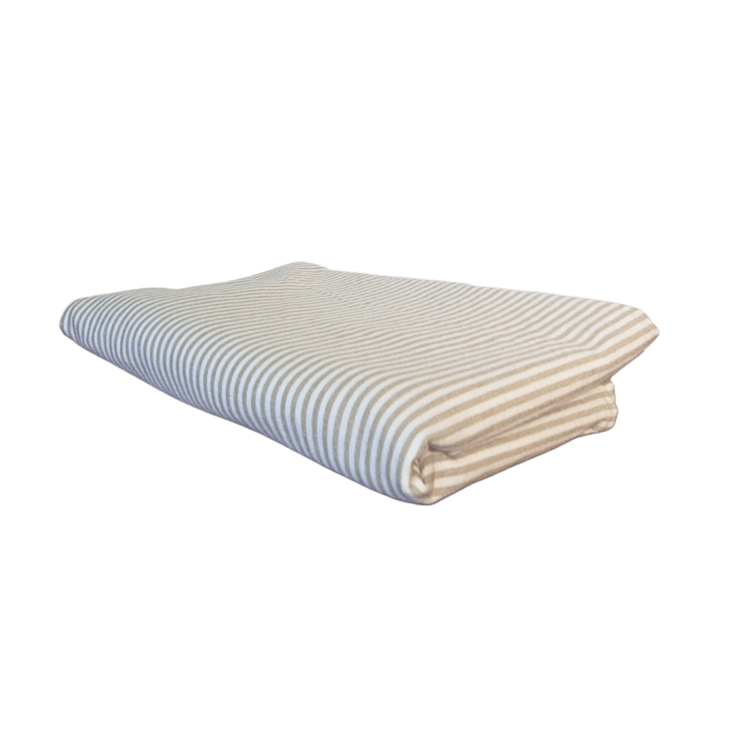 French Linen Natural/White Striped Tablecloth Dobsons Marquee & Party