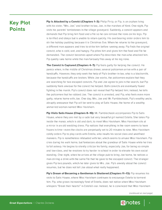 Great Expectations eNotes Teaching Guide