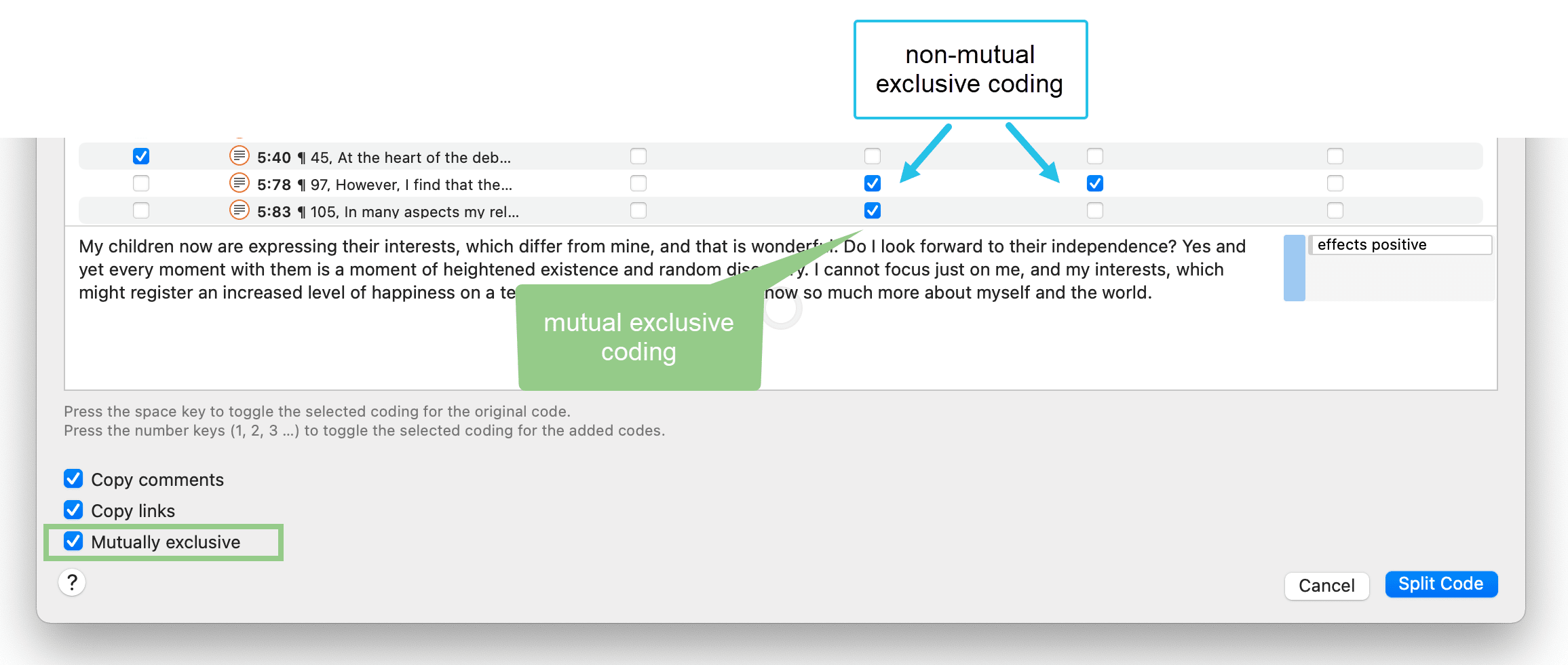 Splitting Codes ATLAS.ti 9 Mac Quick Tour