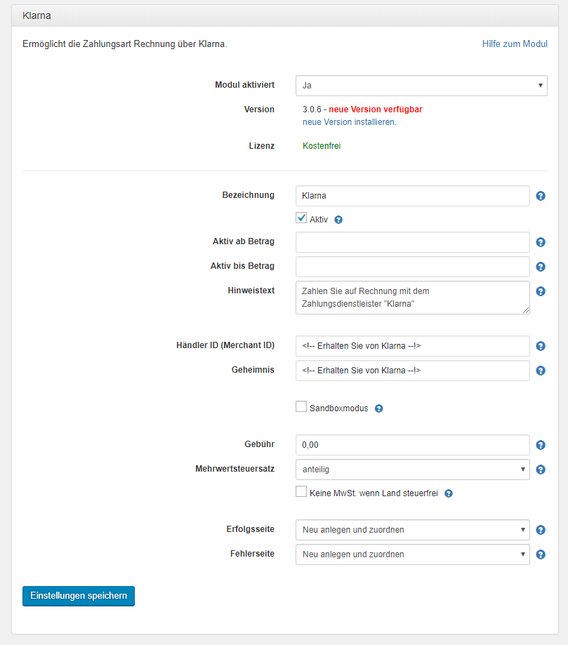 Modul Klarna › Dokumentation für Plugins, Themes