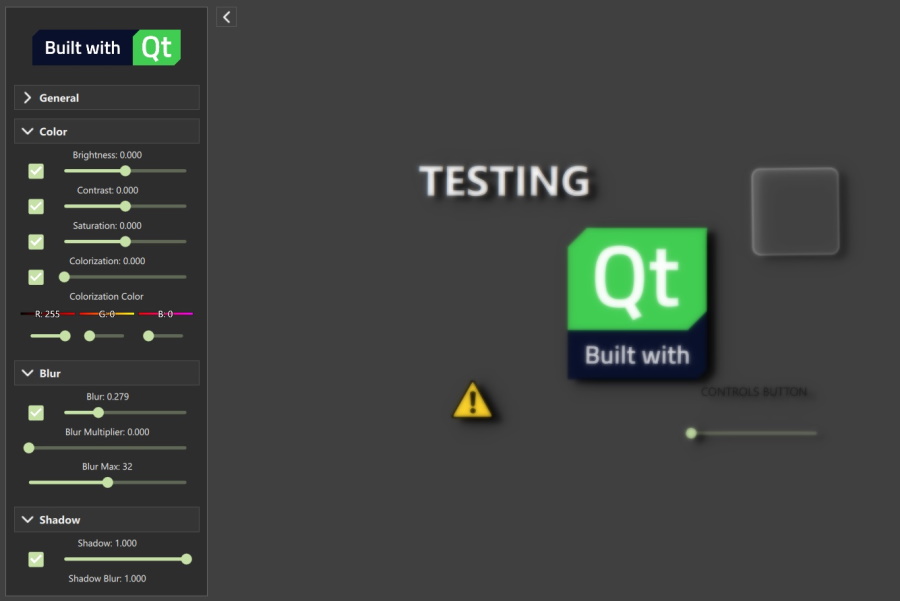 Qt Quick Examples MultiEffect Test Bed Qt Quick 6.7.2