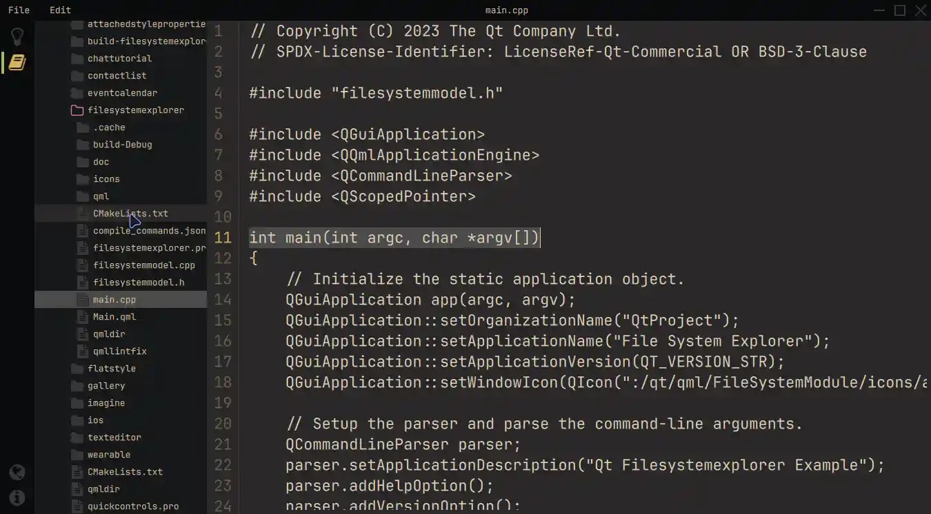 File System Explorer Qt Quick Controls 6.7.1