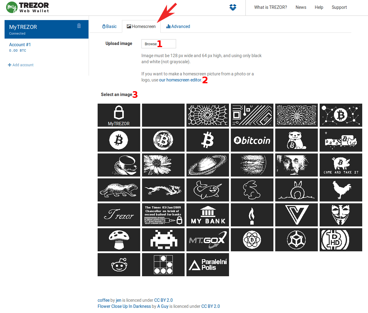 Homescreen — TREZOR User Manual 1.0 documentation