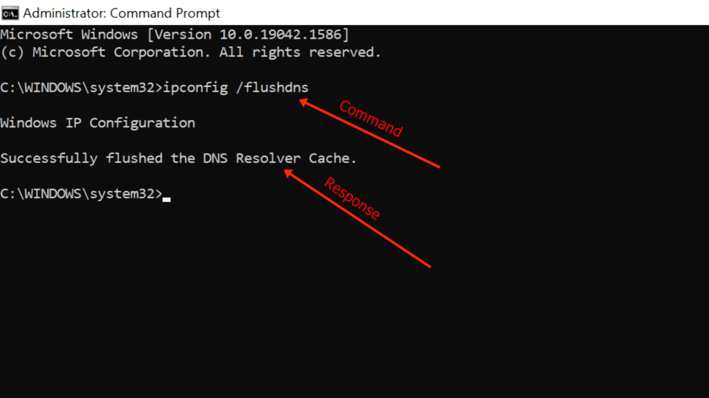 ipconfig /flushdns para borrar la CACHÉ DNS en Windows