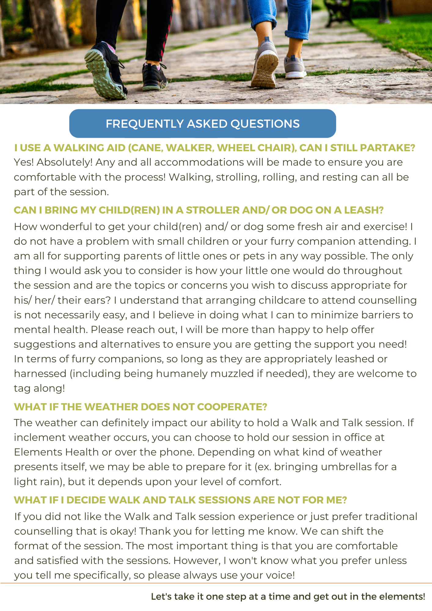 Walk and talk therapy, a new approach to traditional therapy or