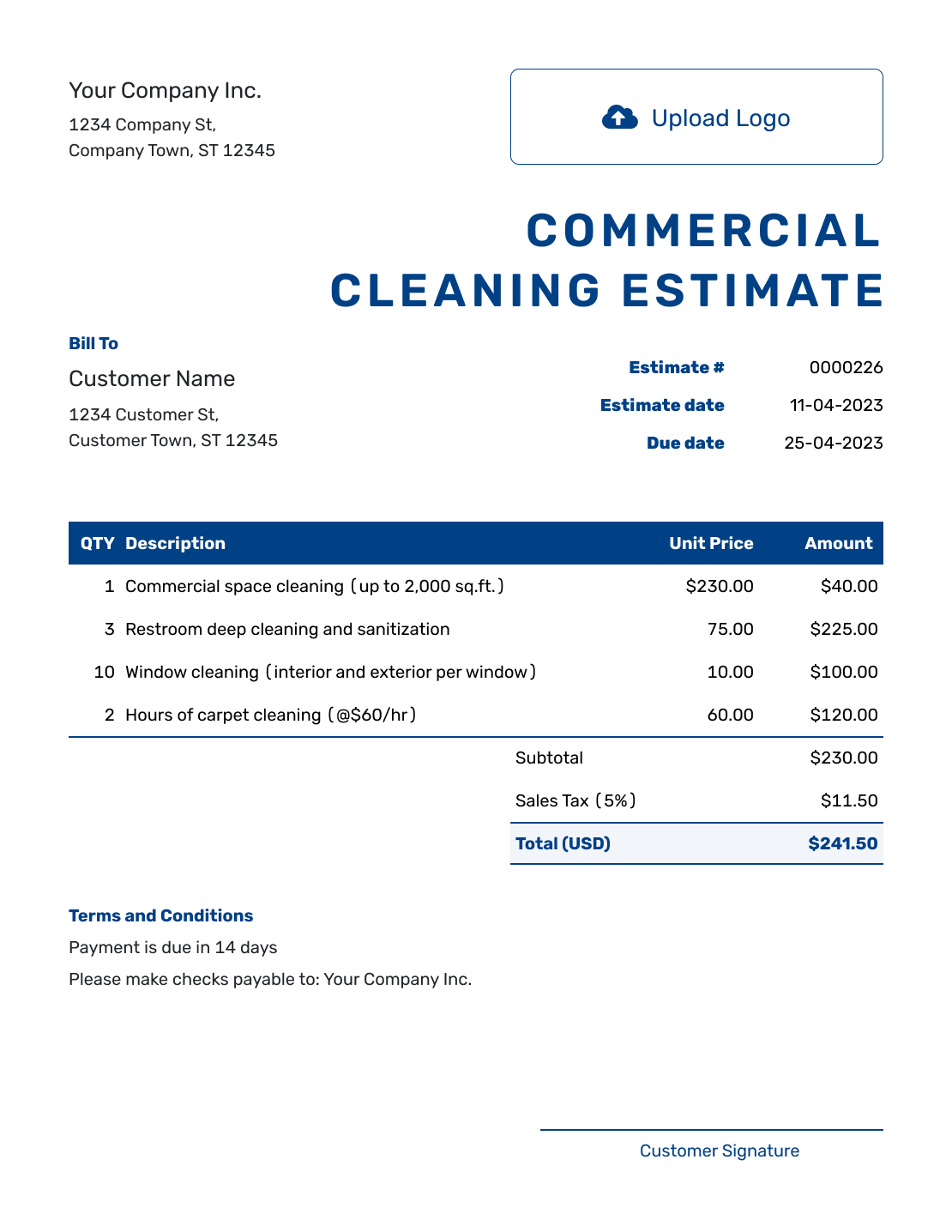 Free Commercial Cleaning Estimate Template
