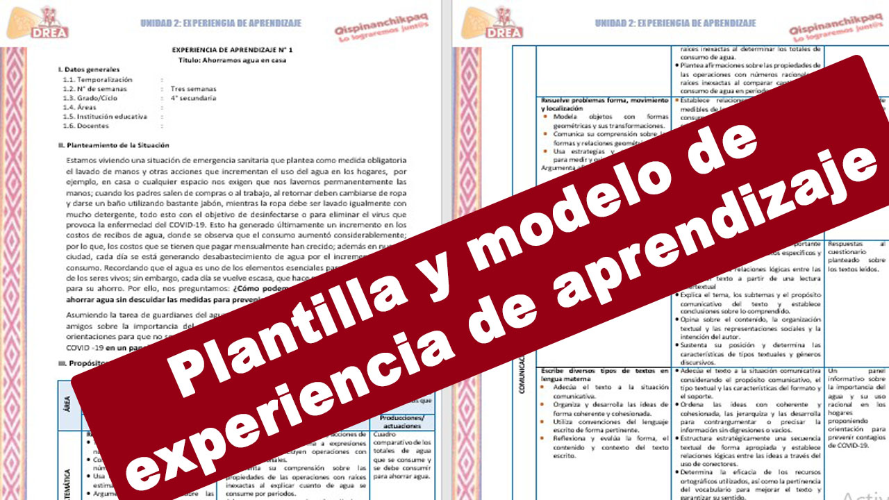 Plantilla y modelo de una experiencia de aprendizaje DOCENTE21
