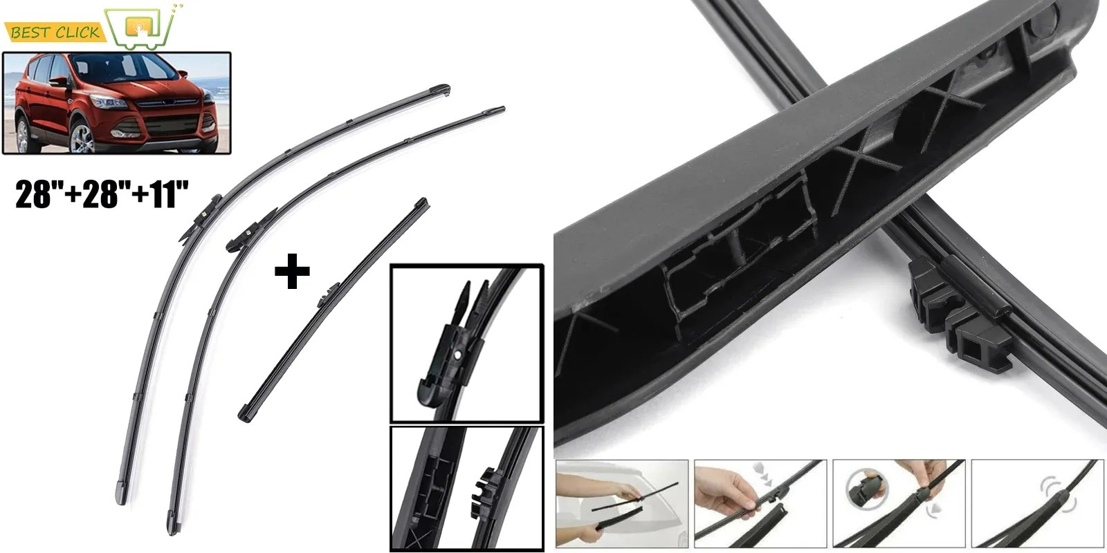 What size wiper blades for a 2014 Ford Escape and troubleshooting tips