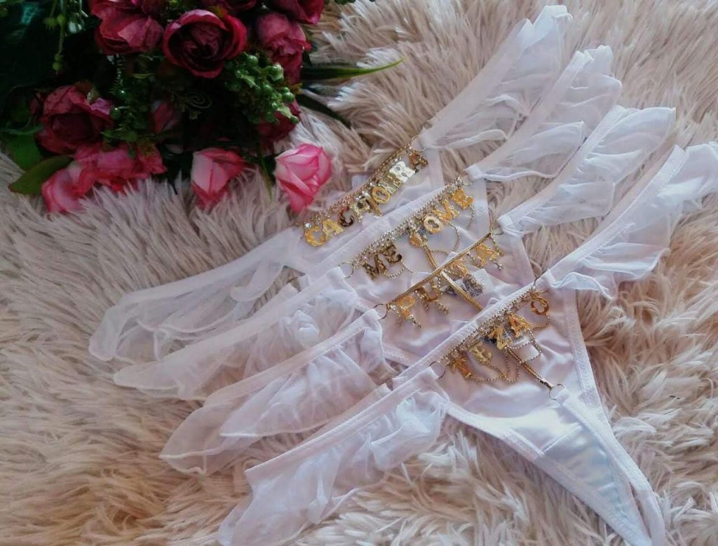 CALCINHA DE STRASS LUXO FRASES Doce Tentação