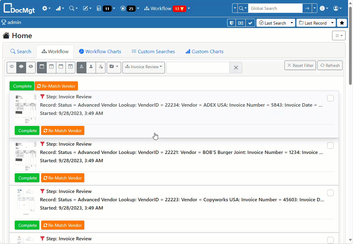 Workflow Filters DocMgt