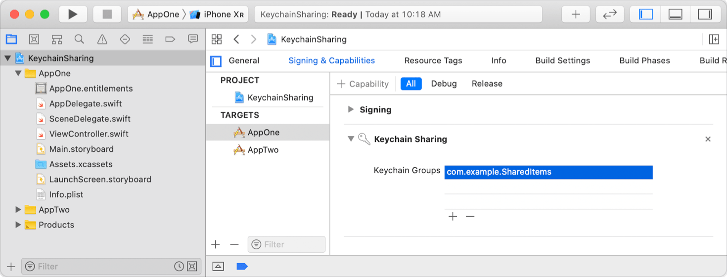 Sharing access to keychain items among a collection of apps Apple