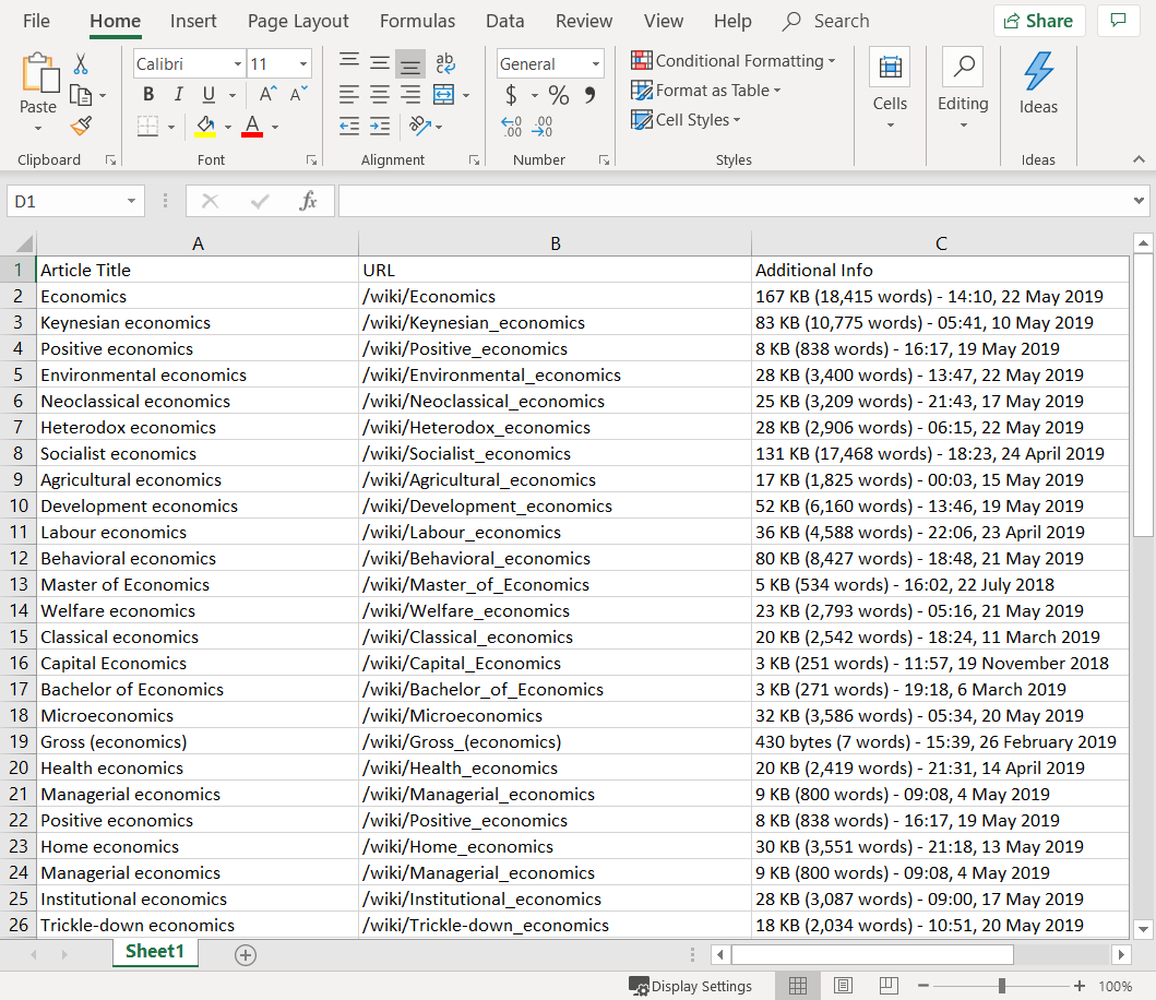 Example of Using Data Scraping