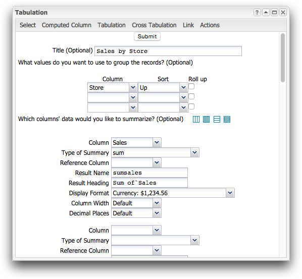 Perform a tabulation