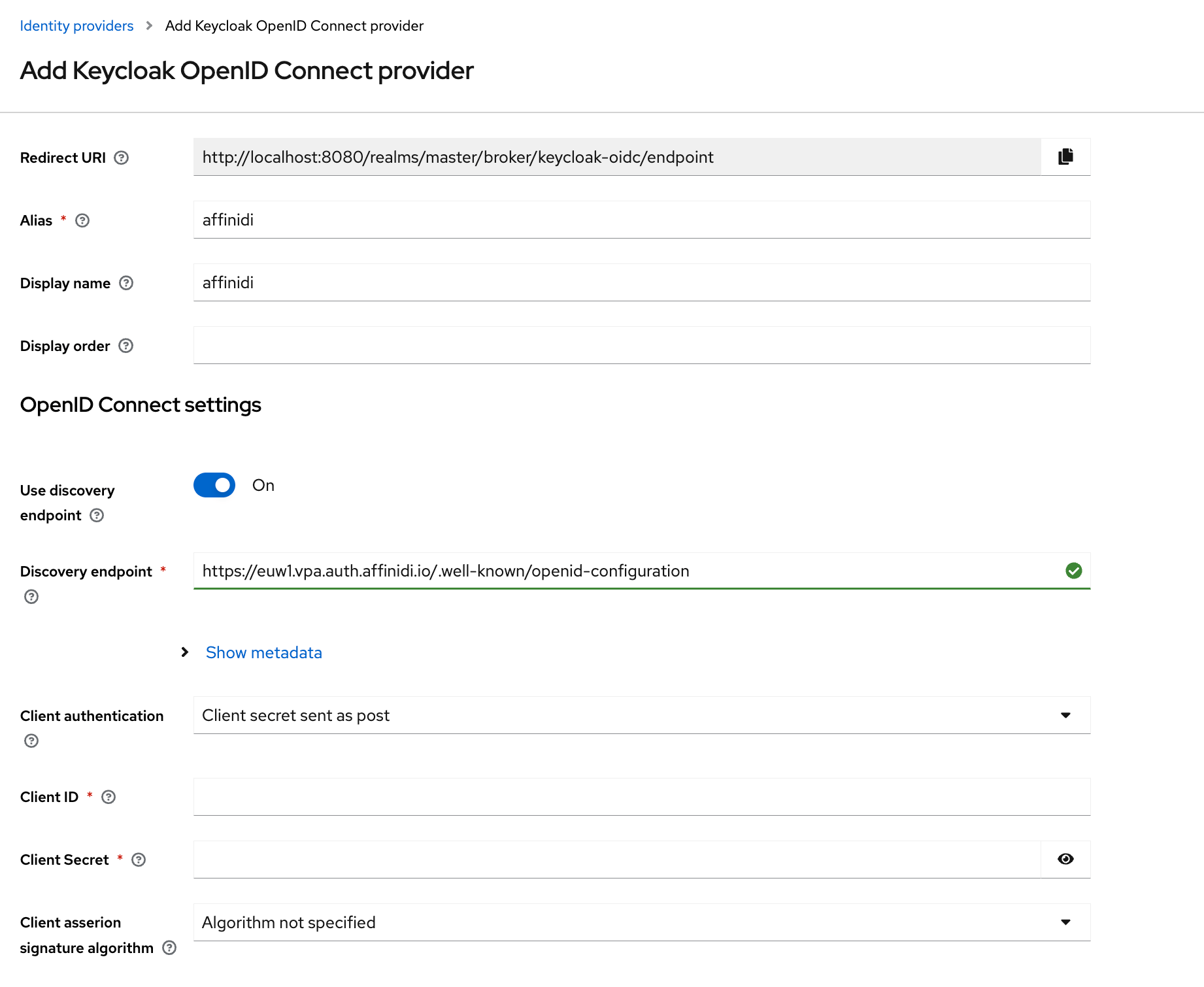 Affinidi Login with KeyCloak Documentation