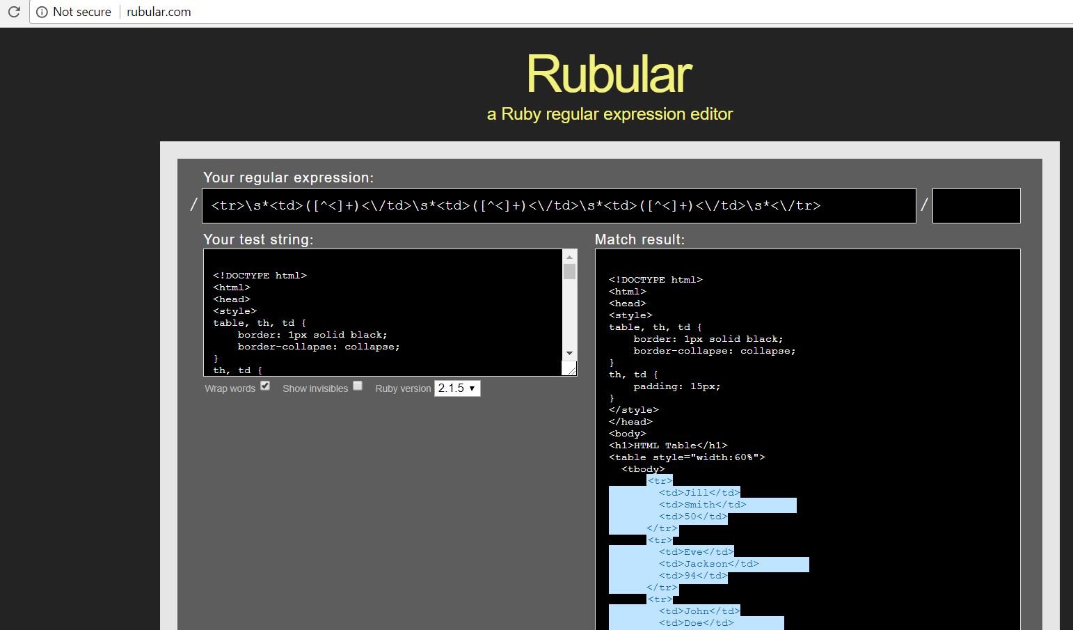 How to extract HTML table using REGEX? Agenty